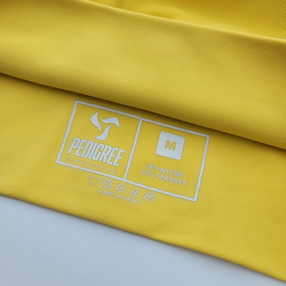 Pedigree Double Layered Mesh Crop Tee with Sports Bra Liner | Yellow - Picture 4 of 10